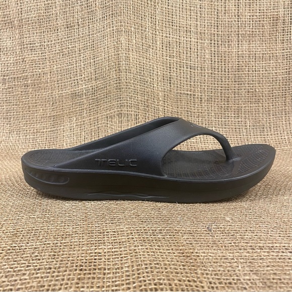 TELIC Sandal Energy Flip Flop Black wedge slip on waterproof size L 11 - Picture 7 of 10